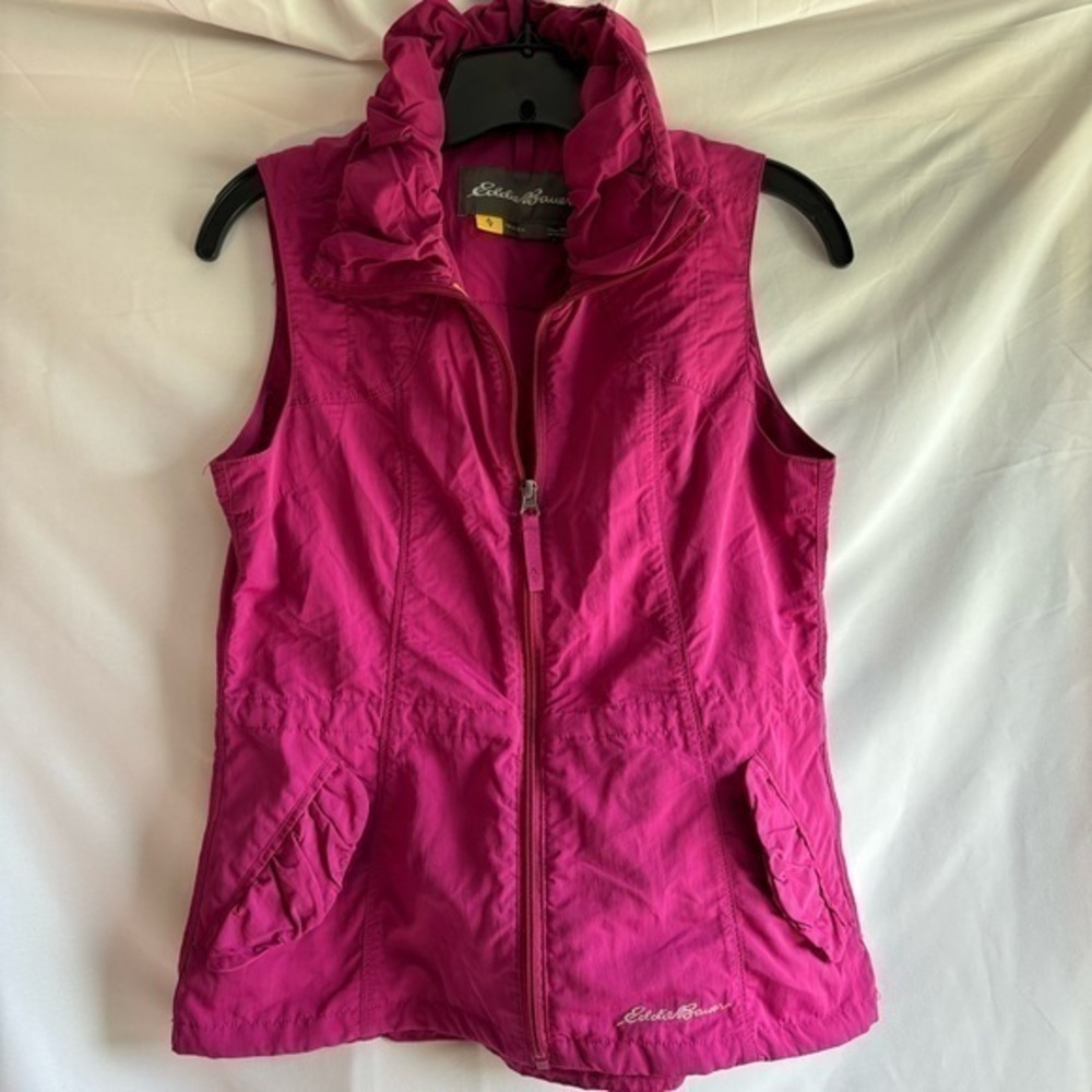 Eddie Bauer Travex‎ Vest Womens X-Small XS pink Nylon Zip Cargo Pockets Hiking